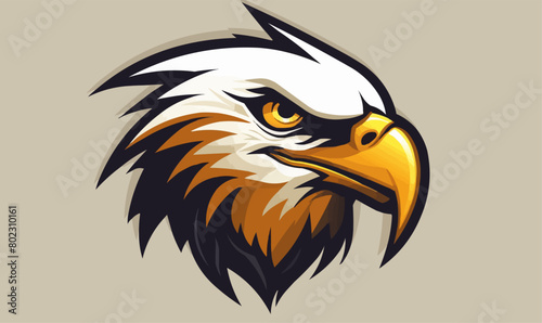 A cartoon eagle head with a fierce expression