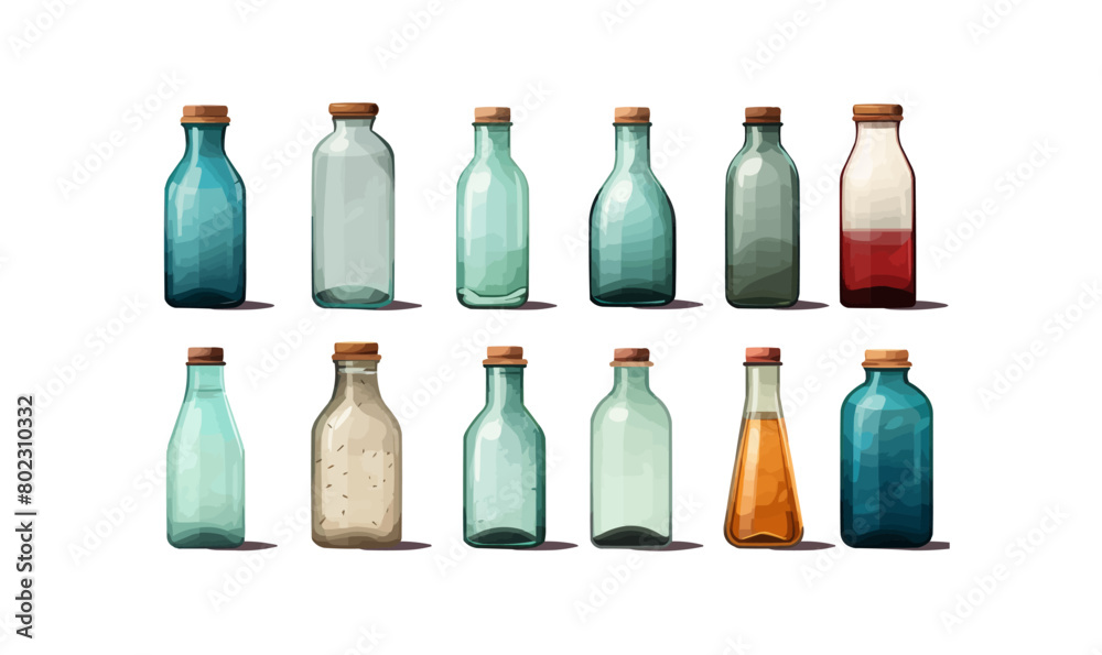Glass bottles isolated vector style on isolated background illustration - Glass bottles isolated vector style on isolated background illustration -