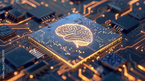 Chip is processed on the board, brain of the computer or AI
