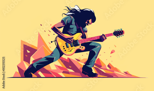 rock music fan vector flat minimalistic isolated illustration
