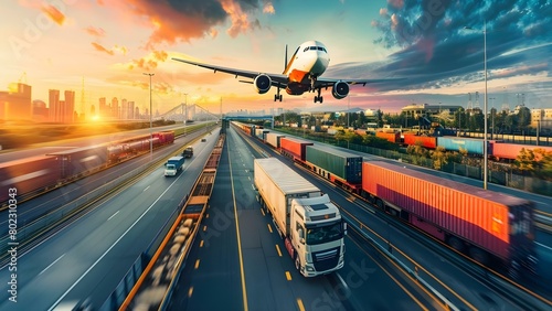 Integrating Transport Modes for Comprehensive Business Logistics. Concept Logistics Efficiency, Multi-Modal Transport, Supply Chain Integration, Intermodal Connectivity