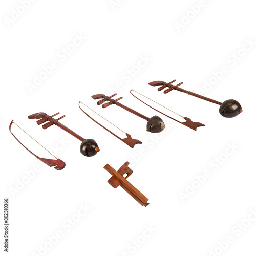 Tehyan is a stringed musical instrument made from teak wood with a resonance tube made from coconut shells and equipped with strings