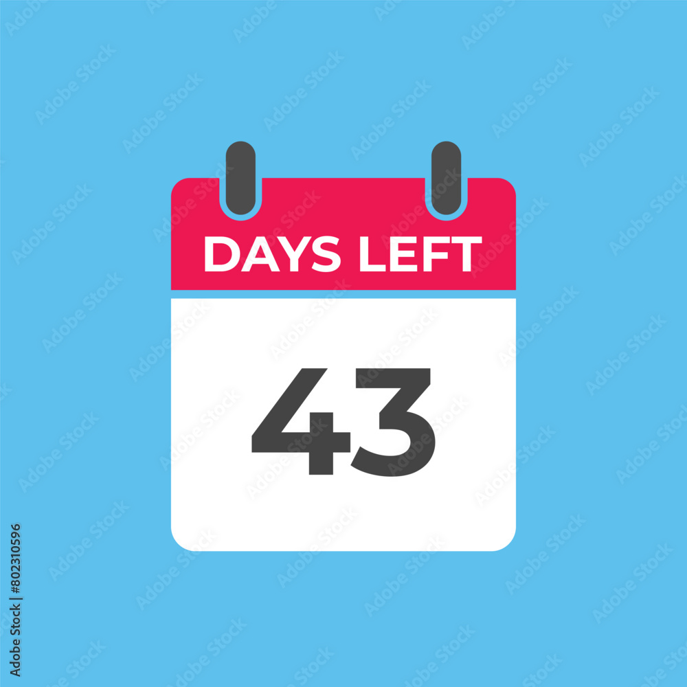 Fototapeta premium 43 days to go countdown template. 43 day Countdown left days banner design. 43 Days left countdown timer