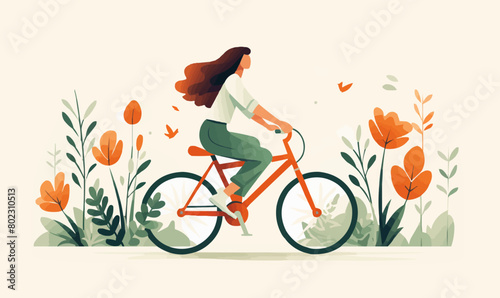 woman riding bicycle vector flat minimalistic isolated illustration