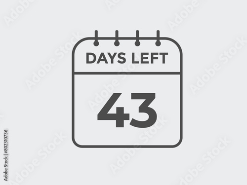 43 days to go countdown template. 43 day Countdown left days banner design. 43 Days left countdown timer 