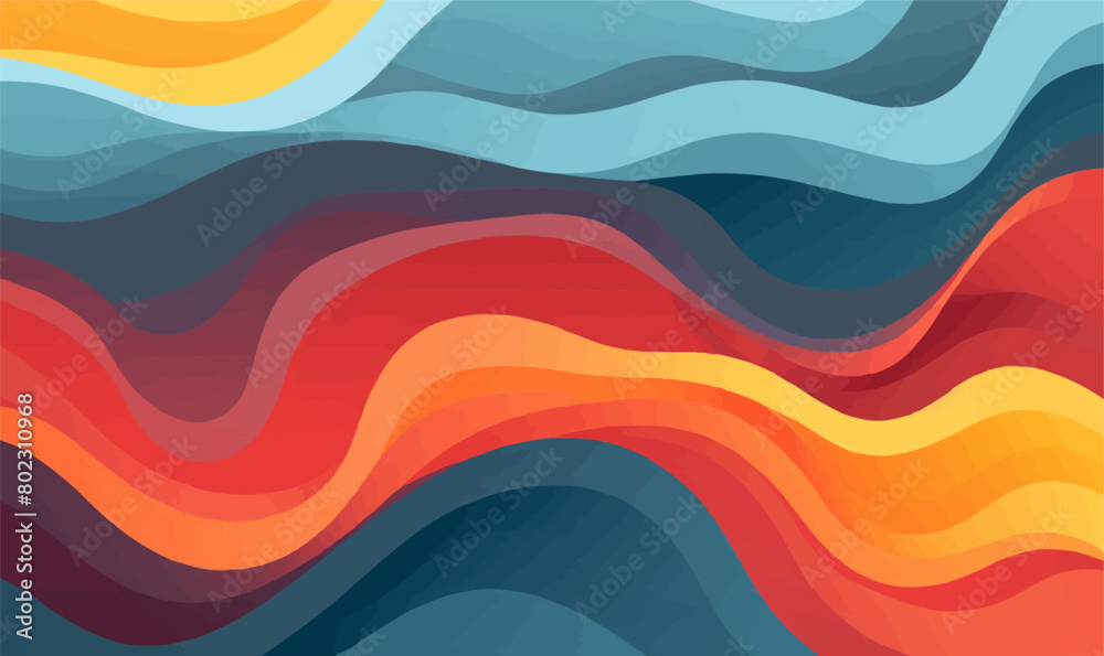 colorful abstract pattern with wavy lines, playful vector seamless background -