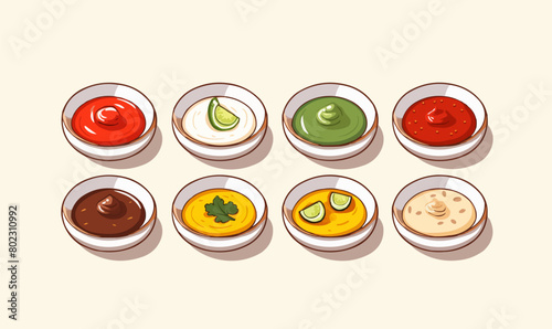 sauces in bowls vector flat minimalistic isolated vector style illustration