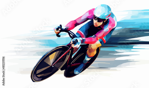 racing cyclist vector flat minimalistic isolated illustration