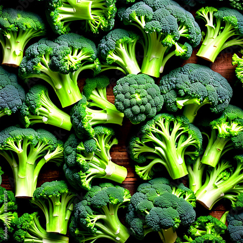 Organic Broccoli A vintage wooden box filled with vibrant green broccoli crowns their tightly packed © svetograph