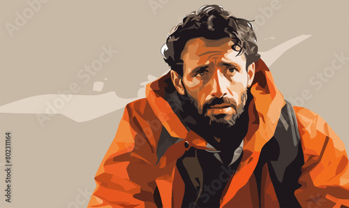 refugee man isolated vector style -