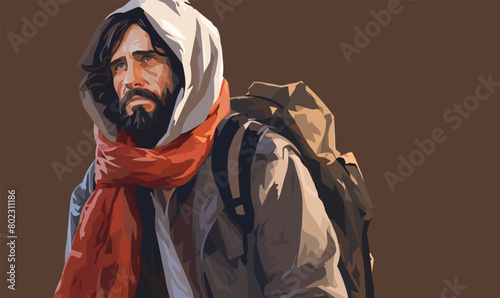 refugee man isolated vector style -