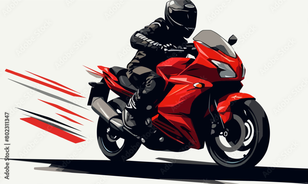 woman riding Motor bike isolated vector style with transparent background illustration