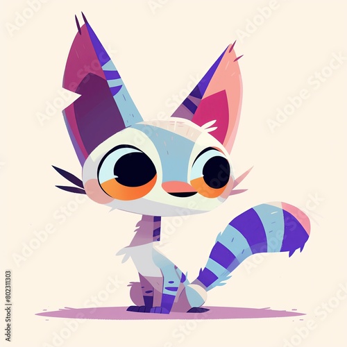 Cartoon Genet, Adorable Illustration on a Beige Background