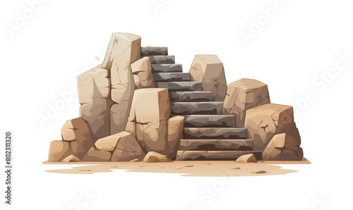 stairs made of rocks asset vector flat isolated vector style illustration