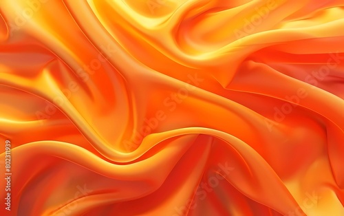 Colorful background of flowing orange fabric. Smooth and soft. 