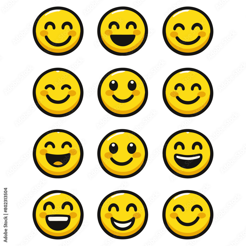 Fototapeta premium Expressive Smiley Emoji Vector Design Elements: Brighten Your Projects with Joyful Graphics