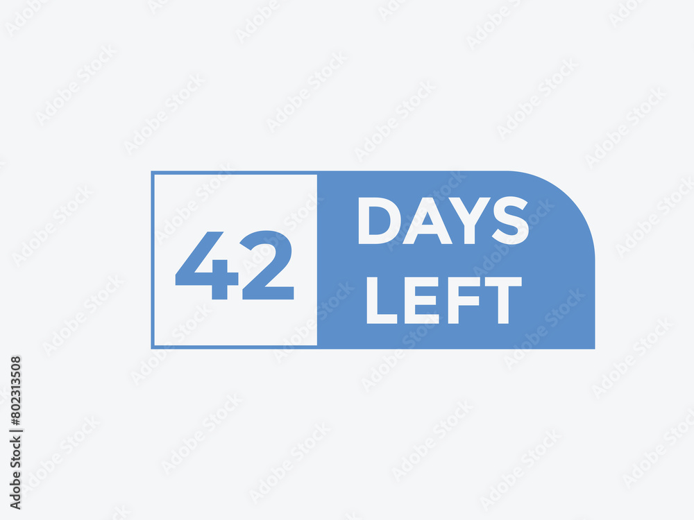 42 days to go countdown template. 42 day Countdown left days banner design. 42  Days left countdown timer
