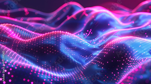 Neon Waves Background. Generative AI.