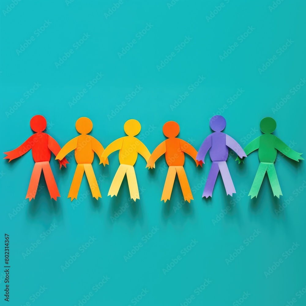 teamwork, colored paper people 