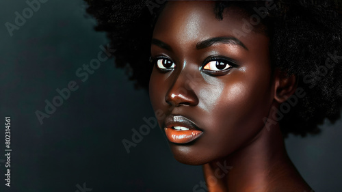 Portrait of a black African woman. Selective focus.