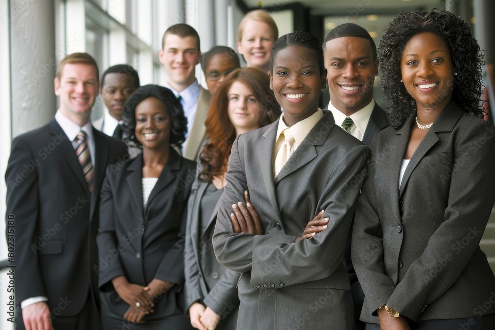 Portrait of a group of business people standing in a row with arms crossed Portrait of a group of business people standing in a row with arms crossed