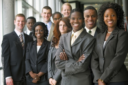 Portrait of a group of business people standing in a row with arms crossed