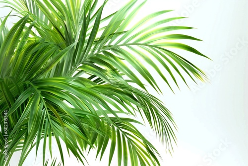 Green palm leaves isolated on white background    render illustration