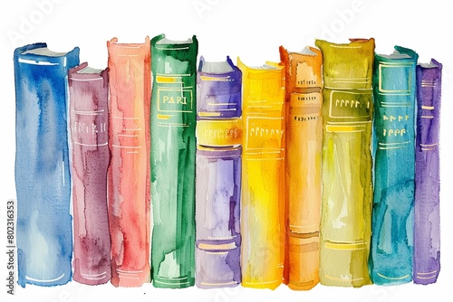 Clipart of a rainbow book stack each spine a different color photo