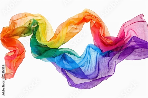 Clipart of a rainbow-striped scarf flowing with a gentle breeze