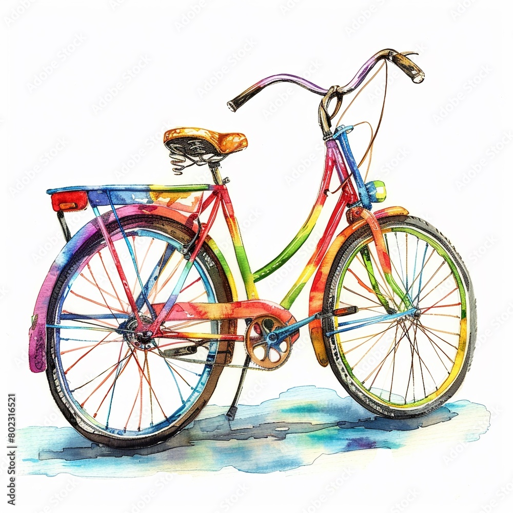 Fototapeta premium Watercolor illustration clipart of a peace sign painted in rainbow colors with a dripping paint effect