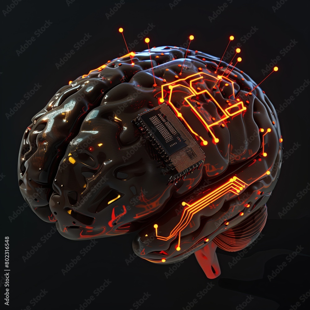 Fototapeta premium Abstract science concept, brain network connects information and ideas, AI technology intelligence