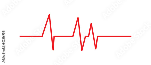 Heart beat red line icon. EKG heart beat line, vector. Cardiogram line icon, sign. Heartbeat pulse vector. Vector illustration. 