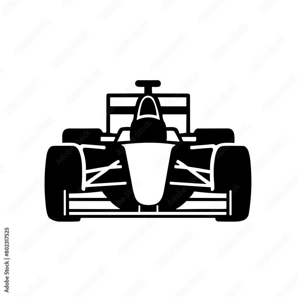 Simple formula racing car black isolated icon.