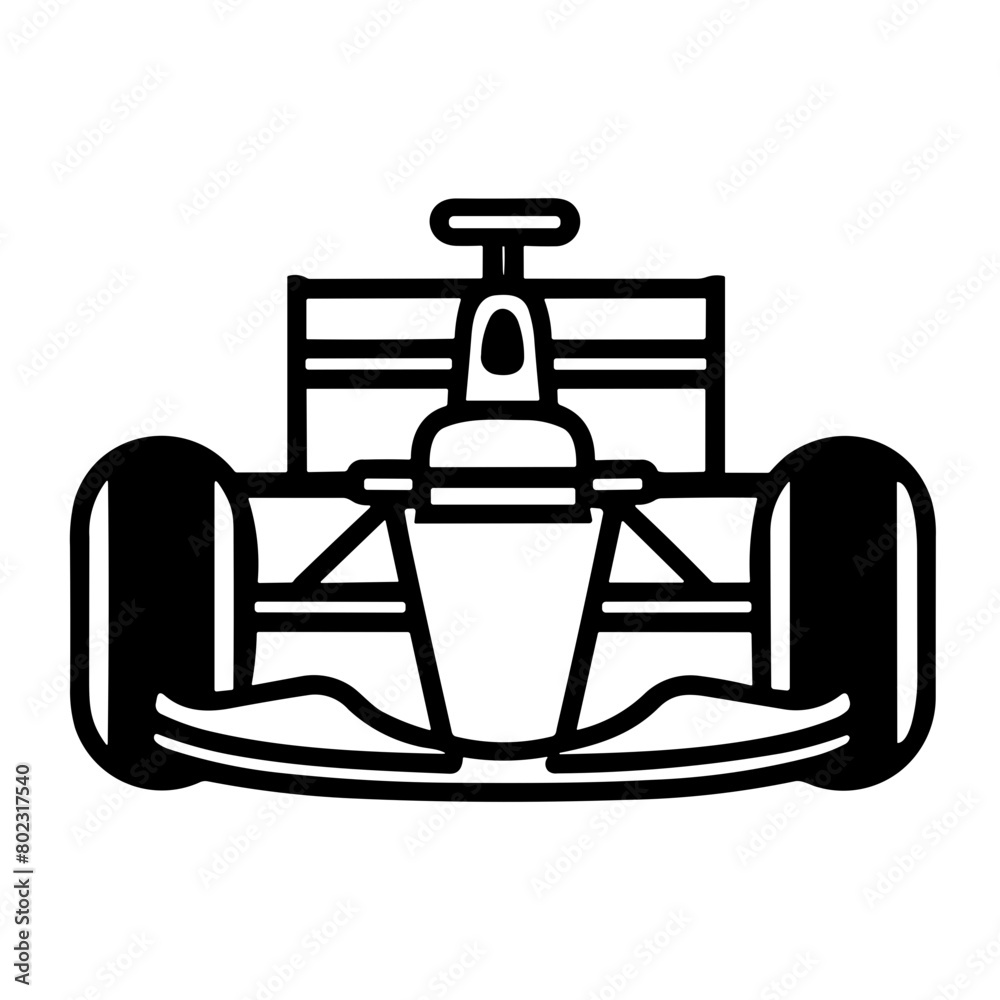Simple formula racing car black isolated icon. Simple formula racing car black isolated icon.