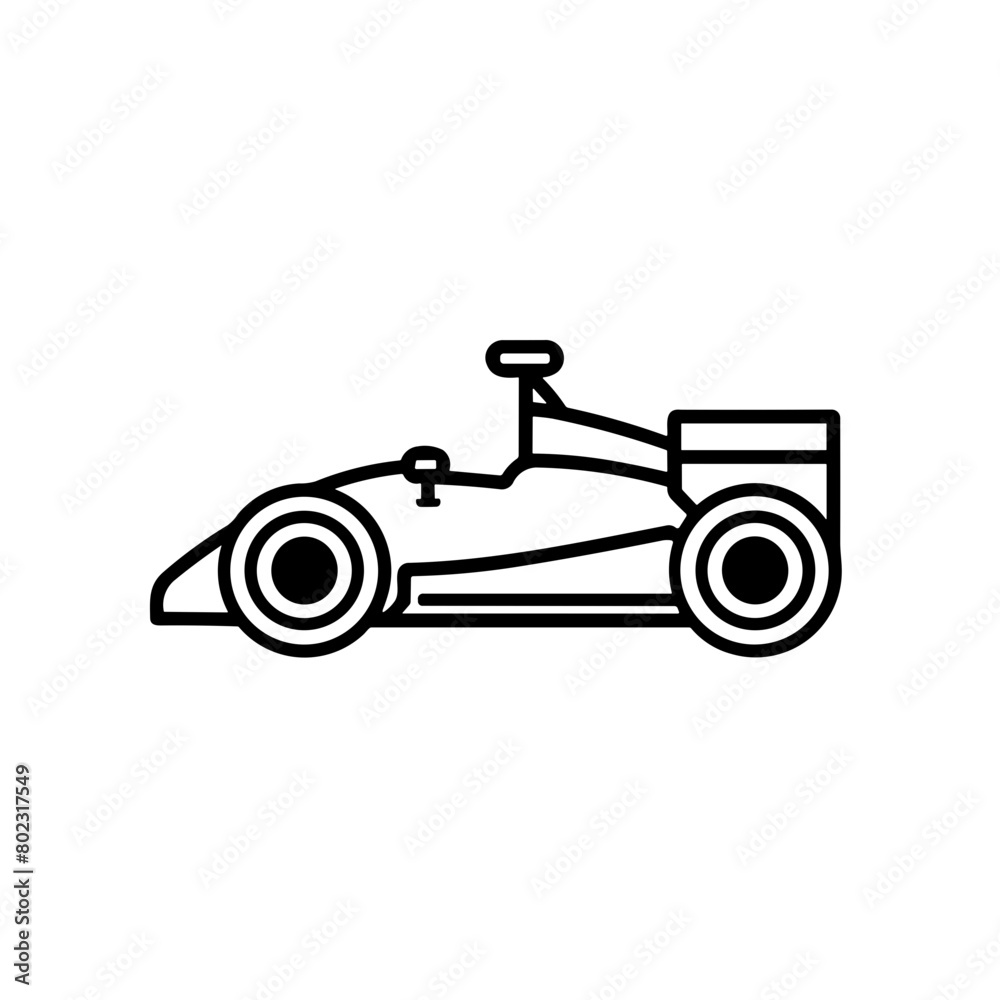 Simple formula racing car black isolated icon.