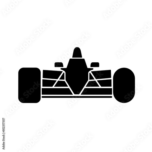 Simple formula racing car black isolated icon.