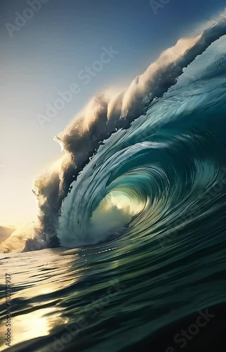 Opening shot of the vast ocean, waves crashing against the shore