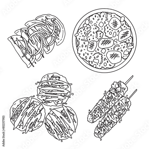 graphic drawings Mexican food set