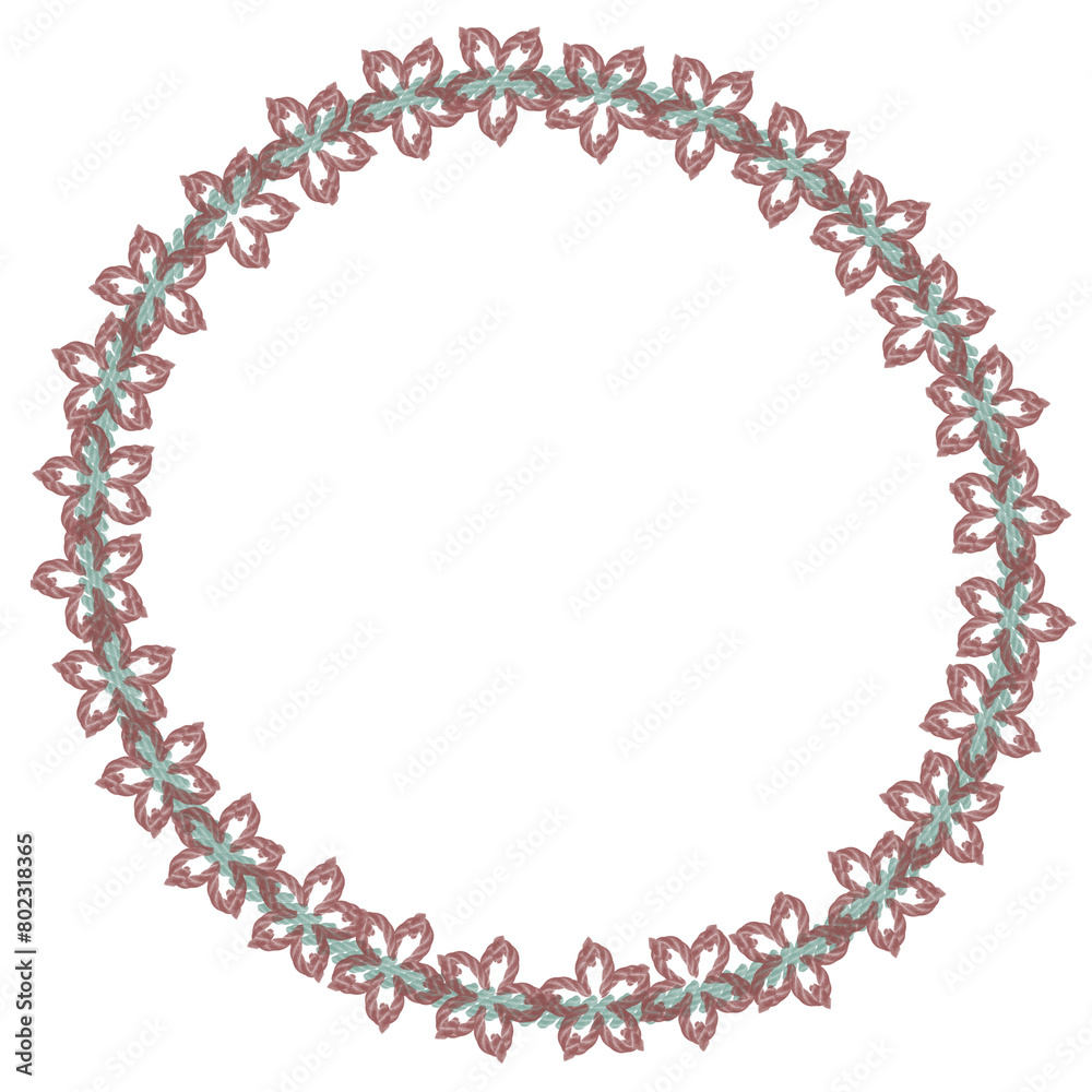 Obraz premium Leaf and flower frames with embroidery patterns isolated transparent background