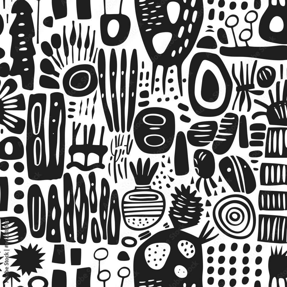 Black & white craft e art doodle vector pattern flat simple design Black & white craft e art doodle vector pattern flat simple design