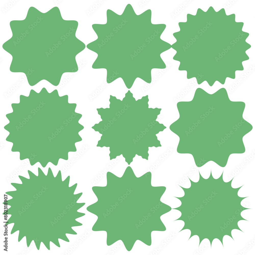Set of vector starburst, sunburst badges. Simple flat style Vintage labels. Design elements. Colored stickers. A collection of different types and colors icon Set of vector starburst, sunburst badges. Simple flat style Vintage labels. Design elements. Colored stickers. A collection of different types and colors icon