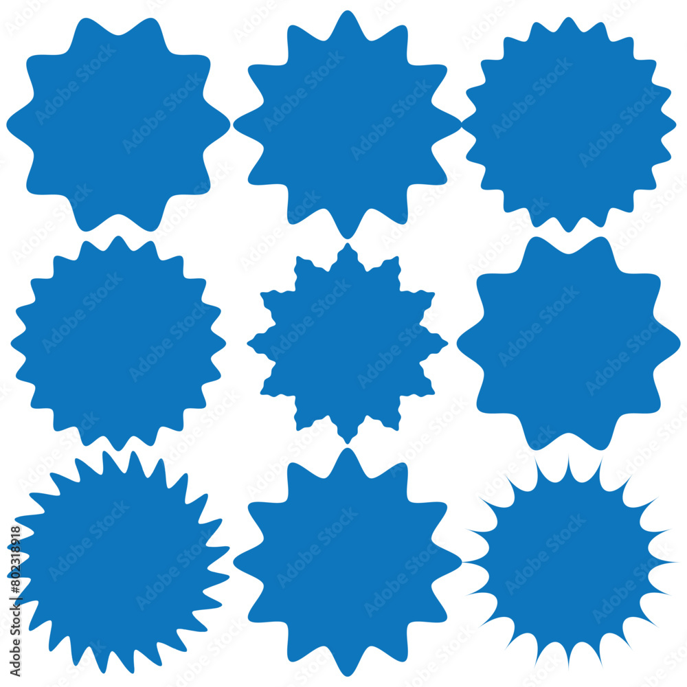 Set of vector starburst, sunburst badges. Simple flat style Vintage labels. Design elements. Colored stickers. A collection of different types and colors icon Set of vector starburst, sunburst badges. Simple flat style Vintage labels. Design elements. Colored stickers. A collection of different types and colors icon
