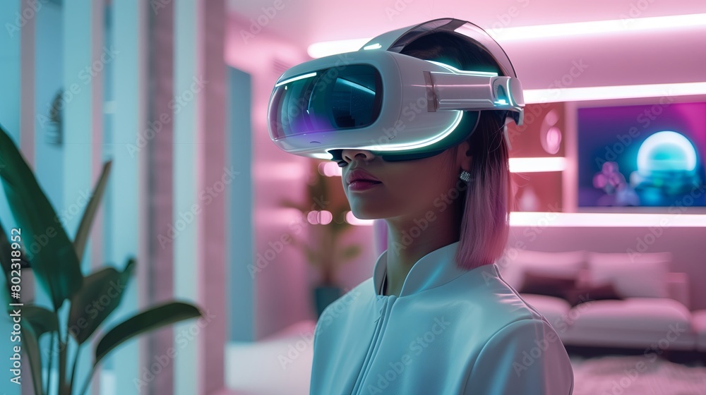 Futuristic VR technology, virtual reality glass in modern innovation for future tech. Futuristic VR technology, virtual reality glass in modern innovation for future tech.