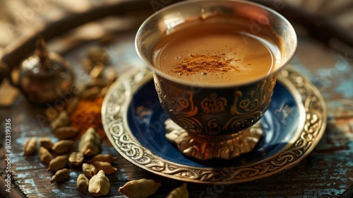 The cuisine of Bahrain. Bahraini coffee with cardamom.