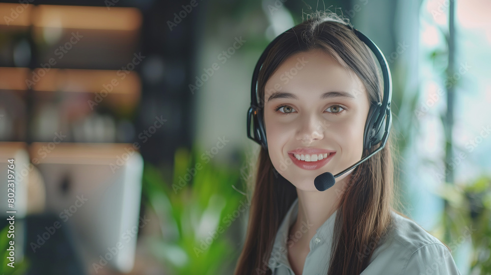 Call center, young woman and smile in contact us with CRM, headset with mic, Happy female and telemarketing with sales and help desk, Customer service consultant.
Call center, young woman and smile in contact us with CRM, headset with mic, Happy female and telemarketing with sales and help desk, Customer service consultant.