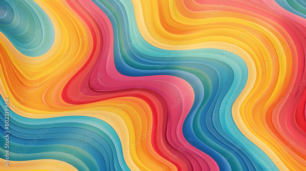 Retro groovy colorful wavy pattern background. Generative AI.