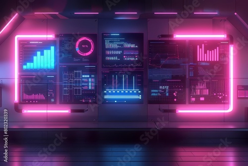 Customer relationship management CRM tools are arrayed on a minimal stage, each interface under soft neon lights, showcasing efficiency and organization, product display background photo