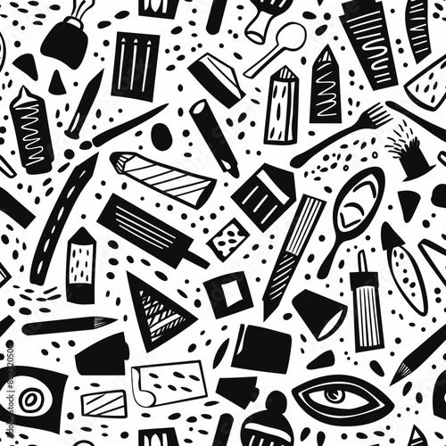 Black   white craft e art doodle vector pattern flat simple design