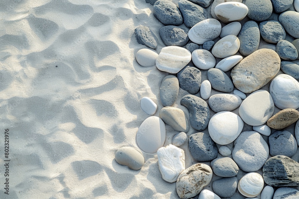 Group of Rocks Resting in Sandy Beach. Generative AI