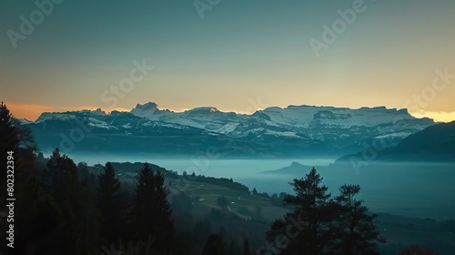 Swiss alps sunrise  majestic mountains bathed in morning light  stunning landscape view